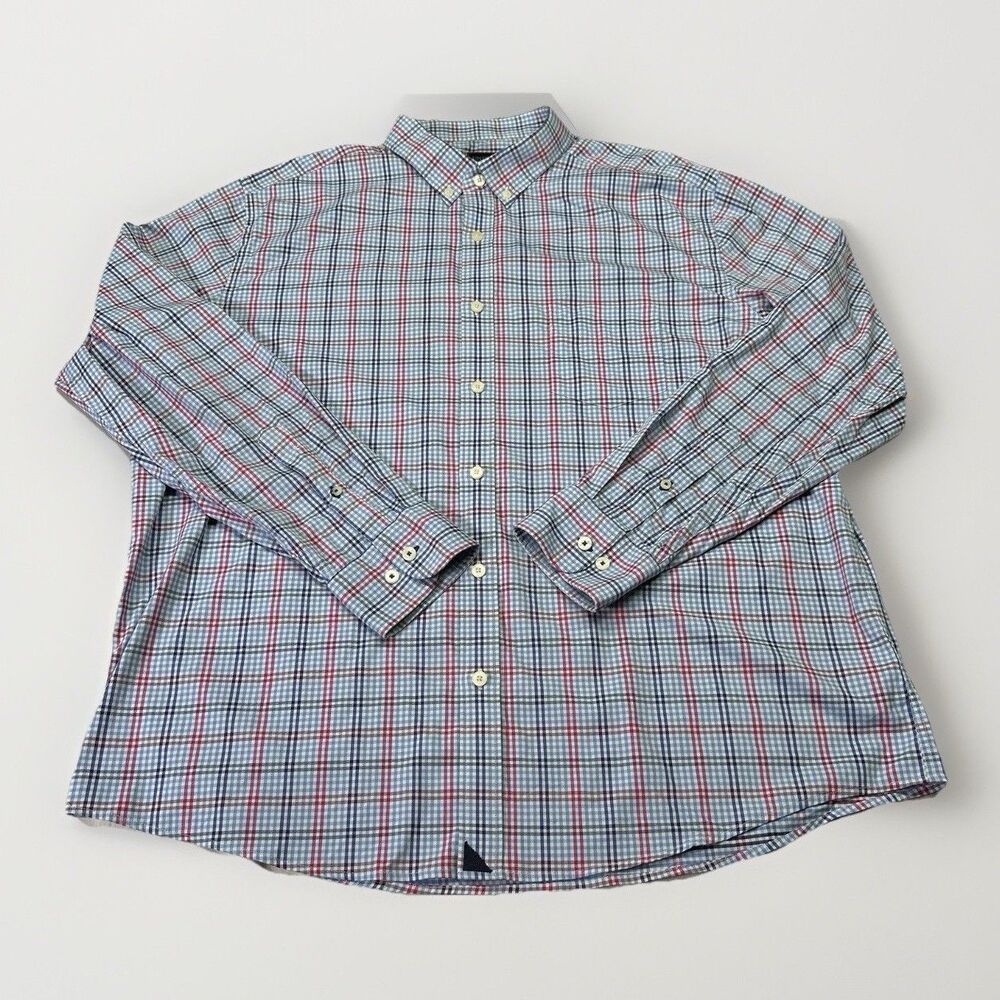 UNTUCKit Button Up Shirt XXL Blue Red Plaid Stretch Casual Mens